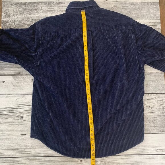 Vintage 90s Levi's White Label Shirt Blue Thick Corduroy Shacket - Picture 10 of 11